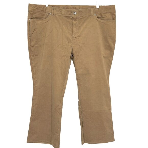 NWT Women with Control Corduroy High Rise Straight Leg Stretch Brown Pants 26WP - Picture 1 of 9